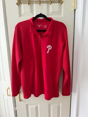 Antigua Red Phillies Quarter Zip Collar Pullover